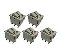 ComfyHarbor 5 interruptores basculantes de 250 V 16 A, 6 pines de doble potencia para calentadores de aceite, radiadores, calefacción eléctrica, gris, 3,1 x 2,5 cm (gris)