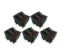 ComfyHarbor 5 interruptores basculantes de 250 V 16 A, 6 pines de doble potencia para calentadores de aceite, radiadores, calefacción eléctrica, gris, 3,1 x 2,5 cm (negro)