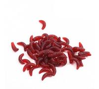 ComfyHarbor 60 cebos de gusanos de pesca de goma suave de 20 mm, señuelos rojos, con estilos rectos y curvos, para peces depredadores de lubina, aparejos de acción flexibles y realistas (canción con