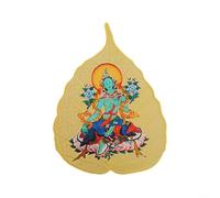 ComfyHarbor Adorno de hoja Bodhi de cobre con ocho guardianes, dios amarillos de la riqueza, Ksitigarbha, para decoración del hogar y protección espiritual, estatua de metal dorado de 6,5 x 4,9 cm (6