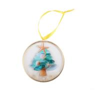 ComfyHarbor Adorno de Navidad de la natividad costera, hecho a mano, acrílico, escena de nacimiento de Jesús con conchas marinas y estrellas de mar, decoración de árbol de vacaciones con temática de