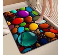 ComfyHarbor Alfombra de baño con diseño de guijarros en 3D, antideslizante, de secado rápido, extra absorbente, 40 x 30 cm (3 80 x 120 cm)