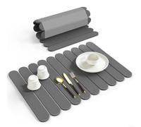ComfyHarbor Alfombrilla de secado de platos de tierra de diatomeas, almohadilla de encimera de cocina antideslizante de secado rápido, estante de piedra absorbente enrollable, para utensilios (gris)