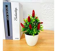 ComfyHarbor Árbol bonsái artificial de frutas en maceta, planta realista de granada naranja pimienta falsa para el hogar, jardín, oficina, boda, fiesta, decoración, espuma de PVC para mini adorno en