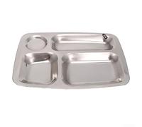 ComfyHarbor Bandeja rectangular dividida de acero inoxidable, plato de lonchera de rejilla 4/5/6, para adultos, niños, campistas y control de porciones, para escuela, cafetería, hospital, camping