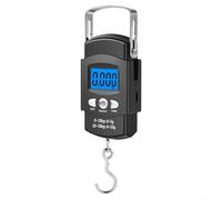 ComfyHarbor Báscula de pesca digital portátil, capacidad de 50 kg con pantalla LCD retroiluminada, mango retráctil y cinta métrica integrada, escala colgante precisa para exteriores (A)