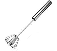 ComfyHarbor Batidor de huevos giratorio de mano de acero inoxidable 316, mezclador manual de empuje semiautomático, para hornear crema y masa, herramienta ergonómica de cocina no eléctrica (M)