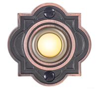 ComfyHarbor Botón de timbre de puerta de bronce con luz LED, resistente a la intemperie, interruptor de timbre iluminado con cable para entrada de casa, porche delantero