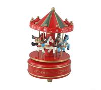 ComfyHarbor Caja de música de carrusel de madera con adorno de 3 caballos, elegante diseño giratorio y melodía melodiosa para niñas, cumpleaños, aniversario, decoración de vacaciones, verde (K0213)