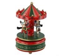 ComfyHarbor Caja de música de carrusel de madera con adorno de 3 caballos, elegante diseño giratorio y melodía melodiosa para niñas, cumpleaños, aniversario, decoración de vacaciones, verde (K0214)