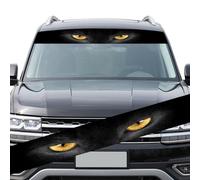 ComfyHarbor Calcomanía 3D para parabrisas de automóvil, decoración terrorista, gráfico autoadhesivo de PVC para parte delantera trasera, no, calavera de fuego azul amarillo para ojos de lobo, 52.36 x