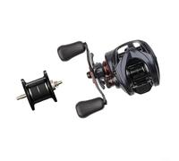ComfyHarbor Carrete de cebo DC 7.1:1 Relación de engranaje Sistema de freno electrónico Bobina de aluminio ligero 6+1 rodamientos para señuelo de pesca en el lago, río, mar, aparejos, negro, rojo
