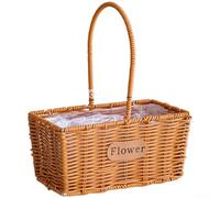 ComfyHarbor Cesta de Flores Tejida a Mano Ratán Sintético Impermeable | tejido a mano, aspecto rústico natural, material PE , uso prolongado exterior