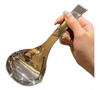 ComfyHarbor Cuchara de sopa de acero inoxidable 304 con mango de gancho, cucharón de servir de cuenco profundo, utensilio de cocina pulido con espejo para el hogar, restaurante, camping y picnic (S)