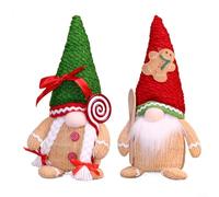 ComfyHarbor Decoración de gnomo de Navidad, paquete de 2 adorables adornos de mesa de galletas de poliéster, cuerpos de masa de punto, sombreros vibrantes, detalles festivos para mesas, chimeneas