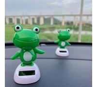 ComfyHarbor Decoración de tablero de coche de rana bailarina con energía solar, divertido adorno de cabeza que tiembla, accesorio interior de plástico ABS sin batería para escritorio, oficina en casa