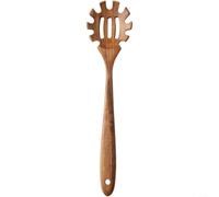 ComfyHarbor Espátula y pasta de madera de teca, tenedor, utensilios de cocina antiadherentes, para revolver, servir espaguetis, herramienta de cocina resistente al calor, con gancho para colgar