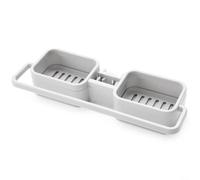 ComfyHarbor Estante de drenaje para fregadero de cocina, soporte de esponja y organizador de trapo, para tuberías de grifo de 15 mm a 32 mm, cesta de almacenamiento que ahorra espacio, con agujeros de
