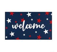 ComfyHarbor Felpudo antideslizante, patriótico 4 de julio, con diseño de bandera estadounidense y estrellas, para bienvenida, terciopelo de cristal, para entrada, porche, patio, cocina, 17 x 30