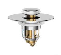 ComfyHarbor Fregadero colador de drenaje con botón de cierre fácil de abrir, diseñado para adaptarse a desagües de 1 pulgada, evita obstrucciones y goteos de agua de manera eficaz (plateado)