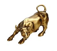 ComfyHarbor Golden Bull Market - Estatua de resina para escritorio, símbolo de prosperidad de riqueza Feng Shui, escultura decorativa para oficina y hogar, 19,5 x 13 x 13 cm