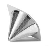 ComfyHarbor Gotero de café de acero inoxidable con mango de doble oreja, cono de filtro de metal reutilizable para Hario para v60 02 03, herramienta de preparación profesional, color plateado
