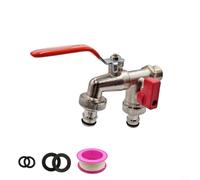 ComfyHarbor Grifo de doble cabeza, conector de manguera de jardín de aleación de zinc de 1/2 pulgada, con salidas dobles, para riego al aire libre, lavado de autos y lavadora, adaptador divisor de