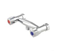 ComfyHarbor Grifo de ducha de doble manija, válvula mezcladora de montaje en pared de cuerpo de latón con salida G1/2, acabado cromado de doble control de frío y calor para baño, espacio entre