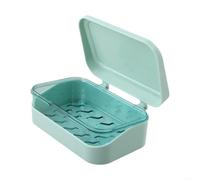 ComfyHarbor Jabonera de plástico con tapa, diseño hueco desmontable para un drenaje eficaz, caja de jabón ABS + PP para baño, ducha, cocina, viajes, blanco (azul)