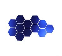 ComfyHarbor Juego de 12 adhesivos de pared de azulejos acrílicos hexagonales de vinilo para dormitorio, sala de estar, baño, oficina en casa, plateado, dorado, azul, rojo, negro (azul)
