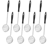 ComfyHarbor Juego de 8 coladores de cocina de acero inoxidable con espumadera fina y mango resistente al calor para freír, cocinar, preparar sopas, diseño en espiral, fácil