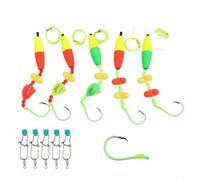 ComfyHarbor Juego de aparejos flotantes de 5 piezas, con ganchos circulares 6/0-10/0, flotadores ABS de alta visibilidad líder de 90 cm, para aparejos de pesca de fundición a larga distancia
