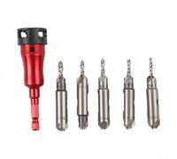 ComfyHarbor Juego de brocas de profundidad ajustable, avellanador de aleación de aluminio y taladros centrales con conexión rápida para trabajar en madera y metal, kit de 6 piezas en estuche portátil