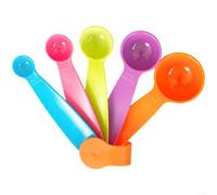 ComfyHarbor Juego de cucharas medidoras de plástico, herramientas de cocina codificadas por colores, para cocinar con precisión, utensilios aptos para lavavajillas, con agujero para colgar, para un