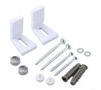 ComfyHarbor Juego de pernos de anclaje de suelo en ángulo para inodoros y bidés con tornillos de acero inoxidable, componentes de plástico blanco y cubiertas de cabeza de tornillo, kit de fijación de