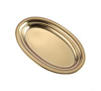 ComfyHarbor Juego de platos ovalados de acero inoxidable en acabado dorado y plateado, elegante vajilla de estilo coreano para pescado, barbacoa, dim sum, fácil de limpiar y diseño apilable de 26 cm a