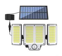 ComfyHarbor Luz solar con sensor de movimiento de 280 LED, lámpara de pared impermeable para exteriores, detección de cuerpo humano para patio, valla, garaje/blanco, paquete de 2 modos de atardecer a