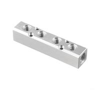 ComfyHarbor Manguera de aire de aluminio en línea bloque colector G1/4 roscado divisor para compresor neumático, distribuidor de gas de 2-4 vías, plata (4 vías)