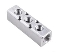 ComfyHarbor Manguera de aire de aluminio en línea bloque colector G1/4 roscado divisor para compresor neumático, distribuidor de gas de 2-4 vías, plata (3 vías)