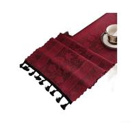 ComfyHarbor Mesa de encaje floral para camino, 30 x 180 cm, malla transparente de poliéster, decoración de mesa con flecos de borla, patrón de vid bordado para mesas de comedor, bodas, decoración del
