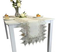 ComfyHarbor Mesa de lino para camino, mantel bordado floral para fiesta de boda y cubierta decorativa para mesa de comedor, gabinete de buffet, cafetería, granja o eventos festivos en interiores y