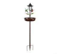 ComfyHarbor Metal Bird Bath Stake 105cm Luz solar para la característica | Estructura totalmente metálica, acabado con recubrimiento en polvo, resistente al óxido, luz solar, estaca resistente al