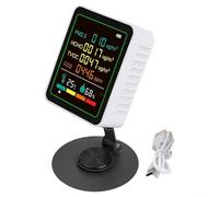ComfyHarbor Monitor de calidad del aire 6 en 1, detector de CO2/PM2.5/TVOC/formaldehído con humedad de temperatura, pantalla LED inteligente, alarma silenciosa, recargable USB-C para laboratorio de