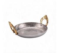 ComfyHarbor Olla caliente de acero inoxidable 304 estilo tailandés con asas dobles y patrón retro para cocinar sopa de mariscos, compatible con uso en estufas, fácil de limpiar, plateado, rango de