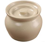 ComfyHarbor Olla de cerámica con tapa, cuenco de sopa individual de 400 ml para cocinar huevos al vapor, utensilios de cocina apilables de estilo chino para cocción lenta, beige (A)