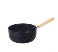 ComfyHarbor Olla de leche de estilo japonés con revestimiento antiadherente, sartén de hierro para placa de inducción, mango de madera y boquillas de doble vertido, calentamiento rápido para hervir a