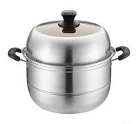 ComfyHarbor Olla de vapor multicapa de acero inoxidable con bandejas extraíbles y tapa de vidrio, cocina de estilo coreano para cocinas de inducción y gas con base extra gruesa no magnética