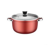 ComfyHarbor Olla resistente con tapa de vidrio, olla de guiso de doble mango para estufas de inducción y gas, utensilios de cocina interior suave para caldo de huesos, rojo, 22 cm