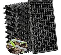 ComfyHarbor Paquete de 10 bandejas de inicio de plantas de 200 celdas con agujeros de drenaje, kit de bandeja propagadora de plástico reutilizable para jardín interior, invernadero, vivero, color