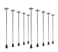 ComfyHarbor Paquete de 10 luces LED de calle modelo a escala HO, lámparas de jardín blancas 1:100 con cables para diseños de tren, escenas de construcción y accesorios de diorama de bricolaje, 3 V/6 V